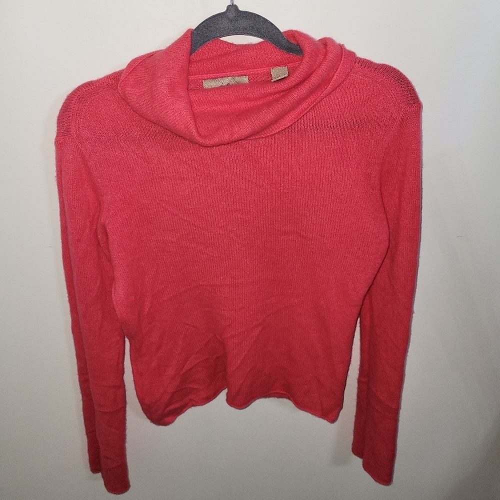 i.e. Women's 100% Cashmere Coral Cowl Neck Sweater, Size M